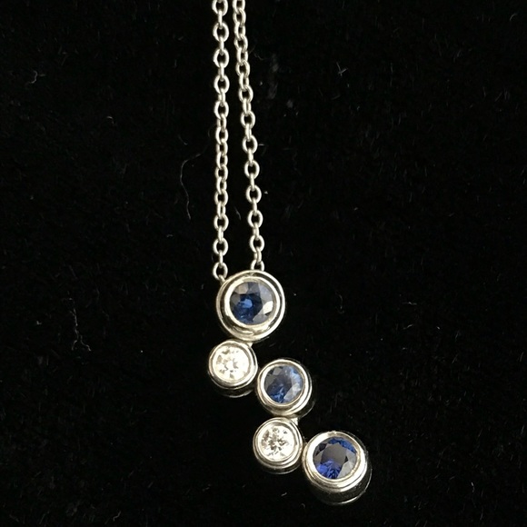 Tiffany & Co. Jewelry - Tiffany diamond/sapphire bubble pendant necklace